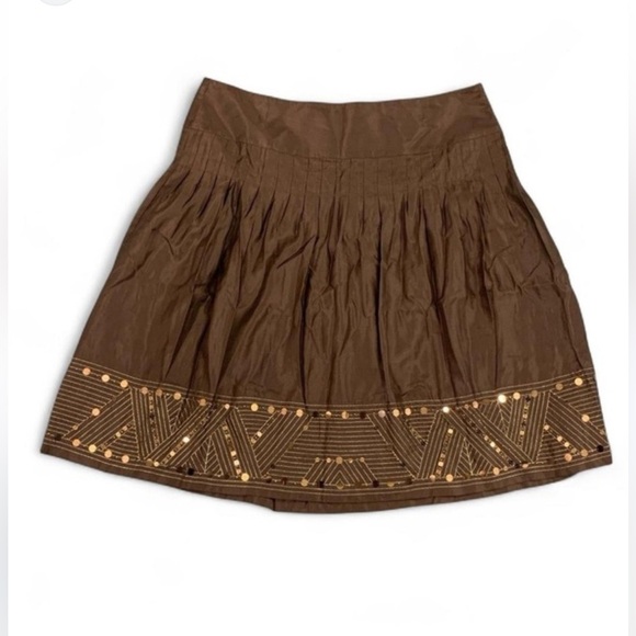 Y2K Alfani Brown Gold Embellished Bubble Skirt Size 2P - Picture 9 of 9